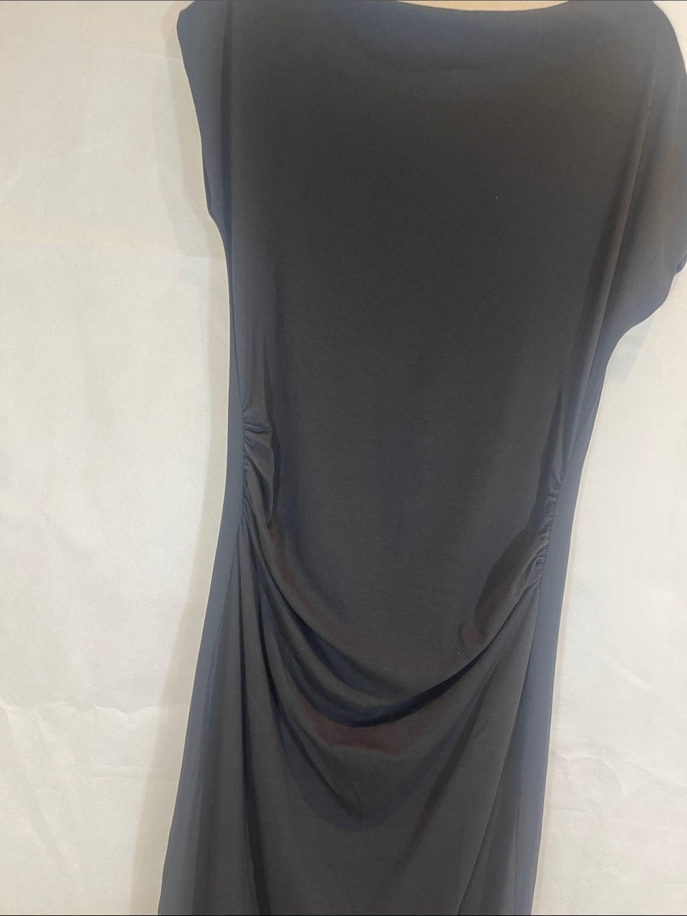 MNGO = XL , Black Draped Cap-Sleeve Women’s Dress - Picture 5 of 13